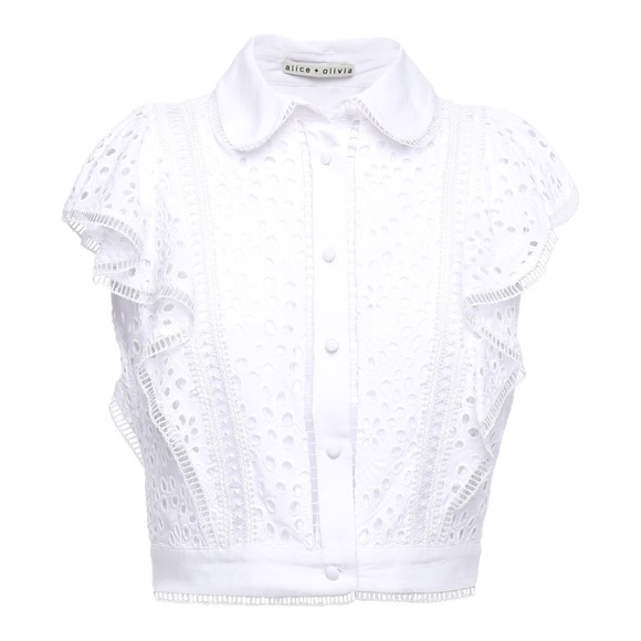 Alice + Olivia Cavan Embroidered Lace Top - Picture 2 of 5